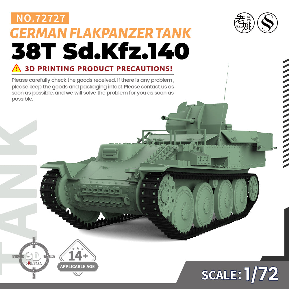 SSMODEL 727 Military Armoured Model Kit German 38T Sd.Kfz.140 Flakpanzer Tank