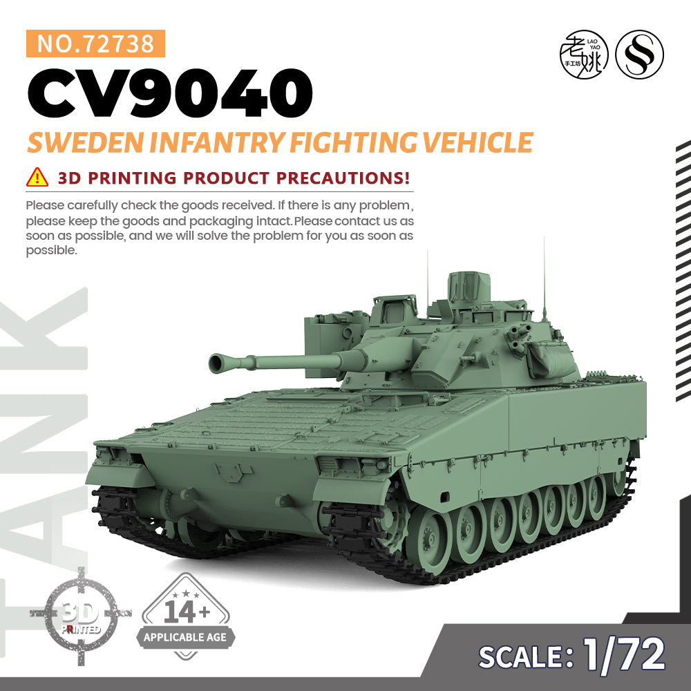 SSMODEL 738 Military Armoured Model Kit Sweden CV9040 Light Tank