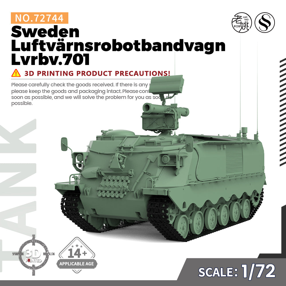 SSMODEL 744 Military Armoured Model Kit Sweden Luftv?rnsrobotbandvagn Lvrbv.701