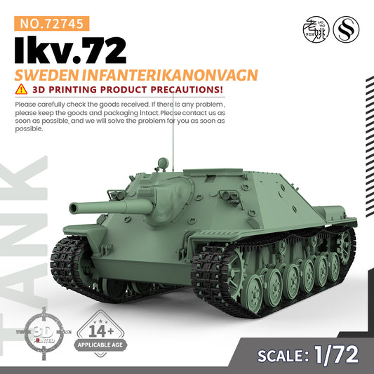 SSMODEL 745 Military Armoured Model Kit Sweden Infanterikanonvagn Ikv.72