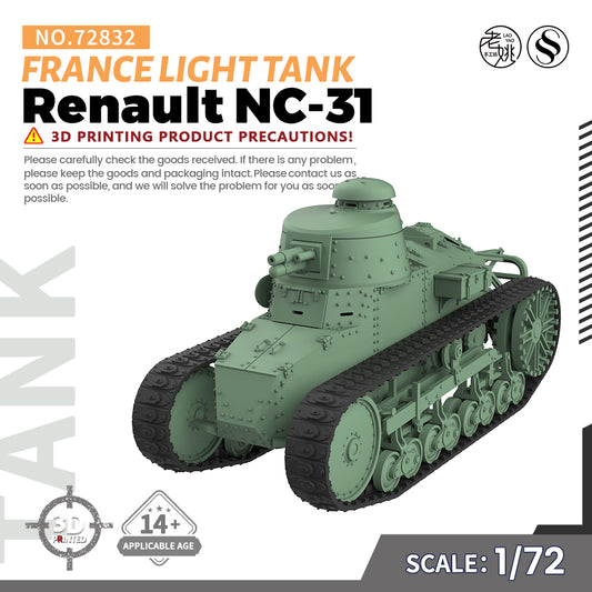 SSMODEL 832 Military Model Kit France Renault NC-31 Light Tank
