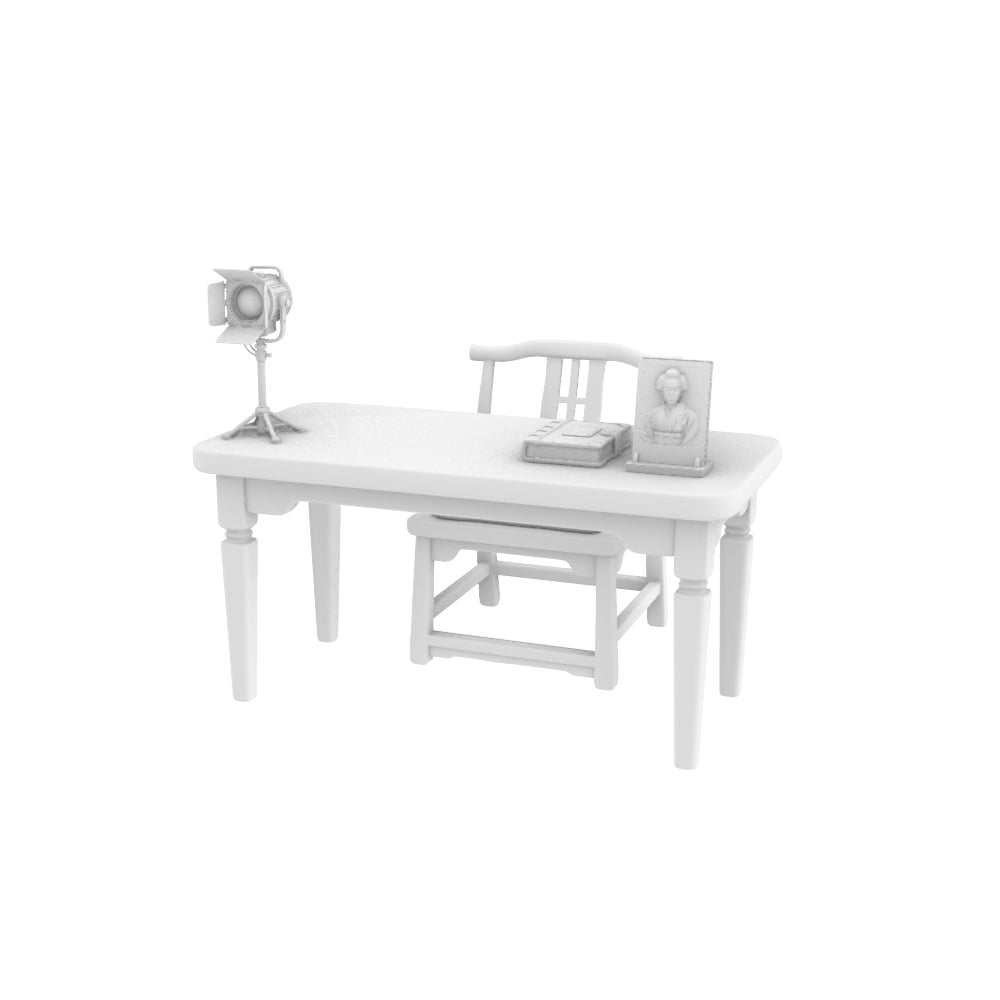 MRY-SFW LYTS634 3D Printed Retro Japanese Photo Studio Set, Unpainted White Model, Miniature Scene Ornaments