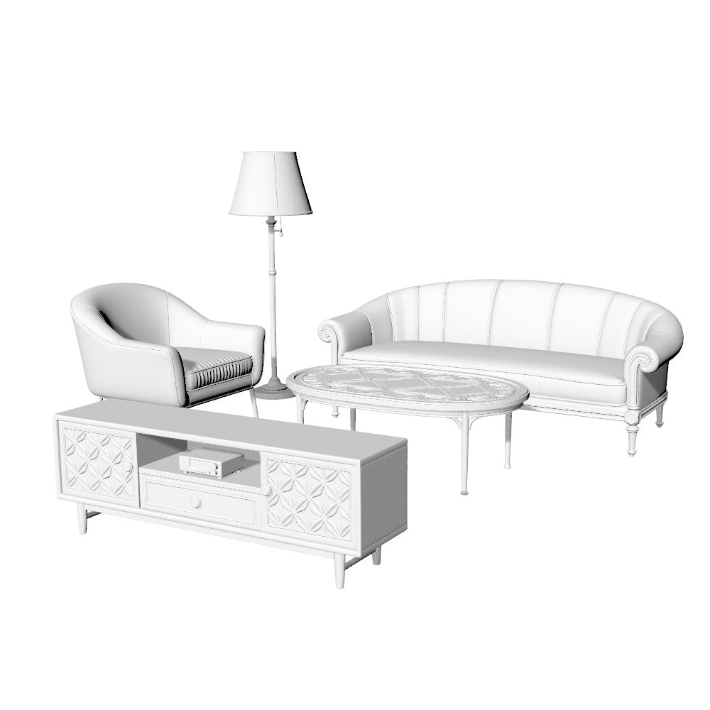 MRY-SFW LYTS564 3D Printed Unpainted Mid-Century Living Room Set, Miniature Diorama Accessories