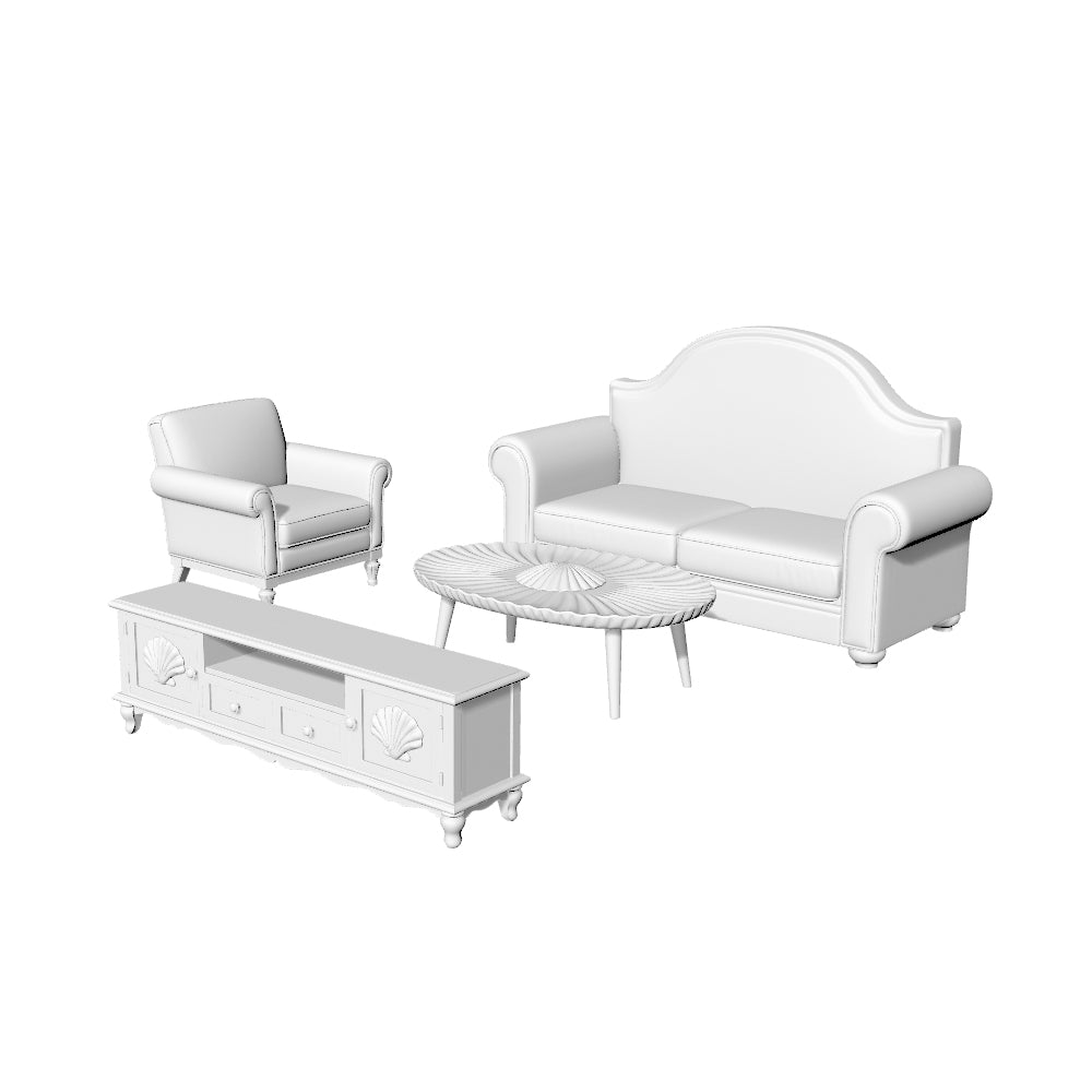 MRY-SFW LYTS565 3D Printed Unpainted Mediterranean Living Room Set, Miniature Diorama Accessories