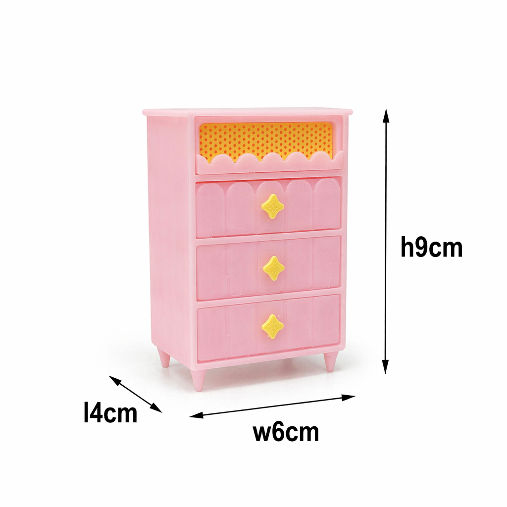 RHF542 INS Creamy Yellow Wavy Storage Cabinet Set Macaron-colored dollhouse furniture, playful pink and yellow contrasting dollhouse set, creamy mini furniture, dollhouse miniature scene furniture, trendy wavy furniture