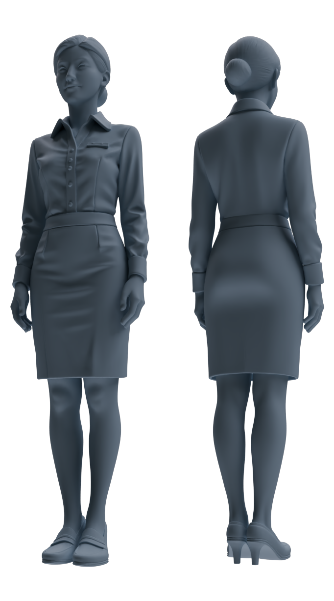 MRY-SFW LYTR860 Flight Attendant Uniform Woman Figure Modern Model 3 pcs Miniature Car Diorama Figures Scene Props Accessories Resin