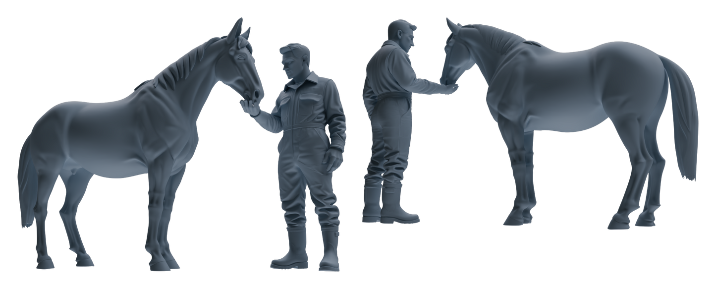 MRY-SFW LYTR915 Farm Worker with Poultry and Horse Modern Model 3 pcs