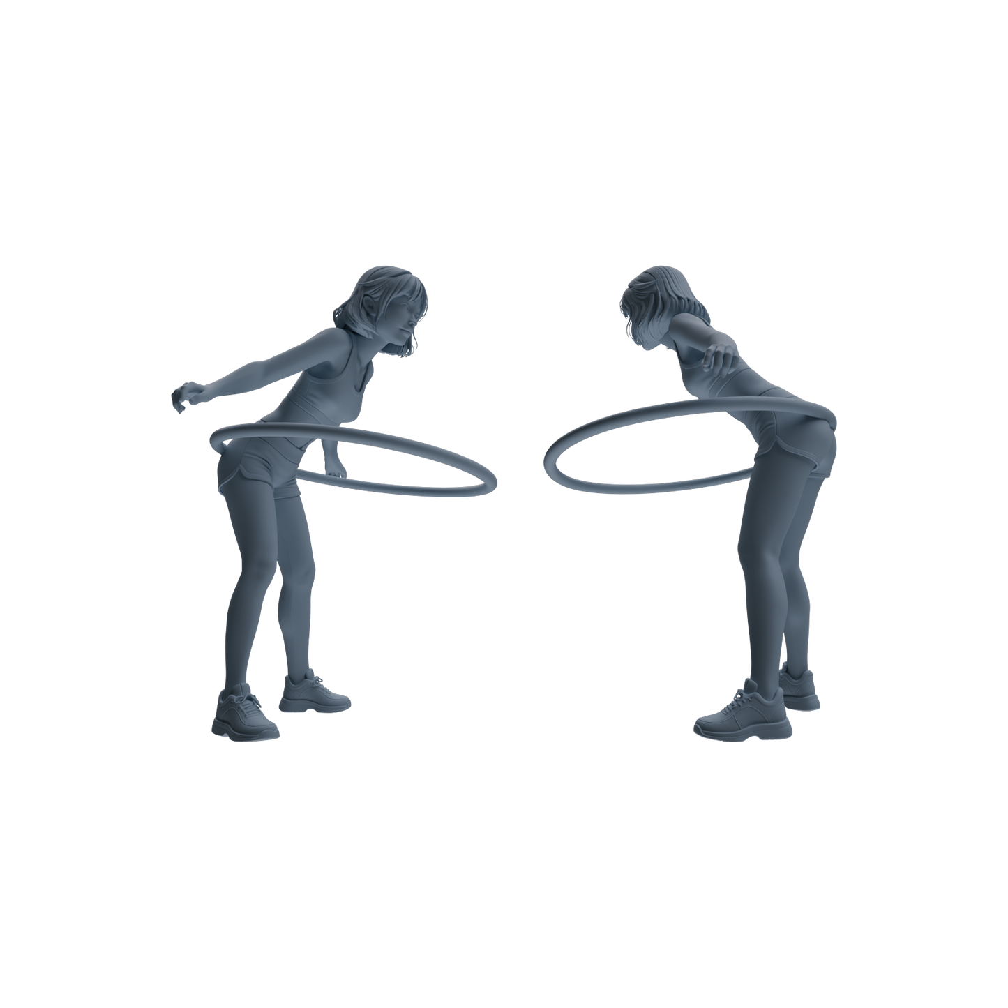 MRY-SFW LYTR792 Female Hula Hoop Figure Modern Model 3 pcs Miniature Car Diorama Figures Scene Props Accessories Resin