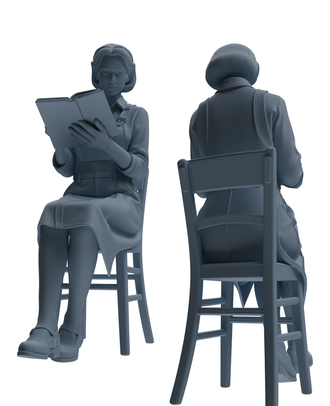 MRY-SFW LYTR907 Reading Woman Multi-pose Modern Model 3 pcs