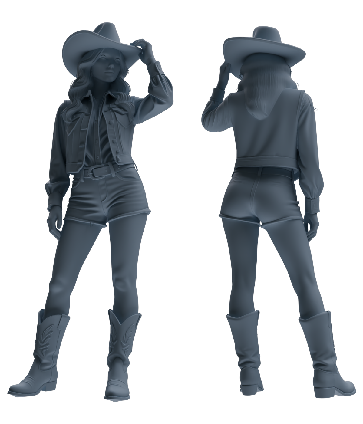 MRY-SFW LYTR893 Cowboy Style Girl Modern Model 4 pcs