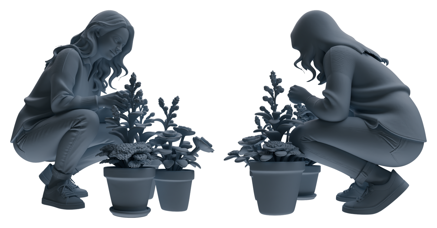 MRY-SFW LYTR921 Gardening Woman Multi-pose Modern Model 4 pcs