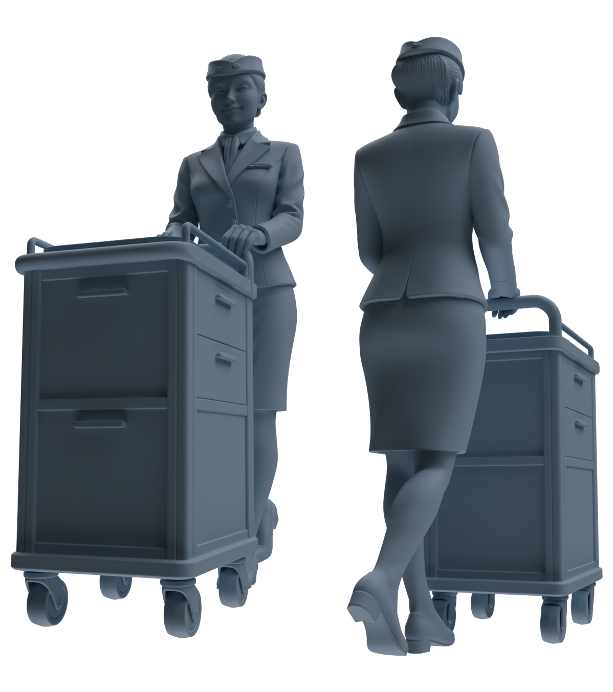 MRY-SFW LYTR862 Flight Attendant Service Pose Woman Figure Modern Model 4 pcs Miniature Car Diorama Figures Scene Props Accessories Resin