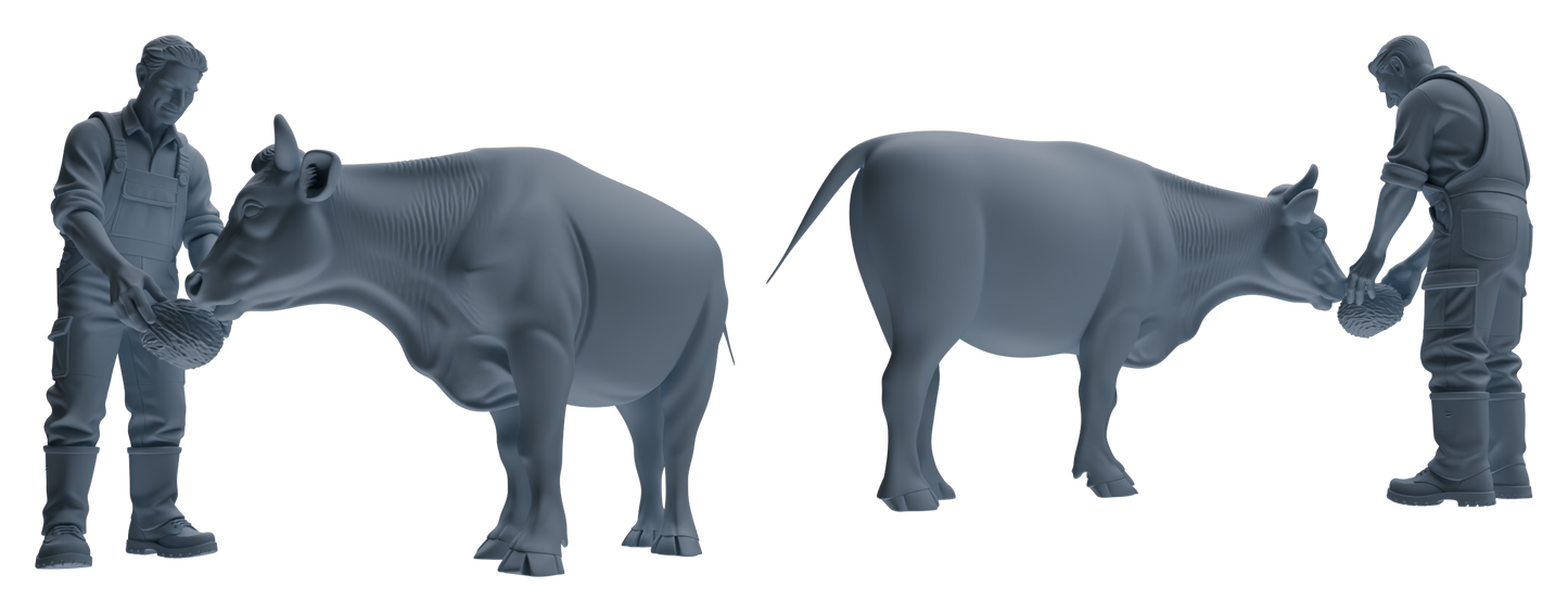 MRY-SFW LYTR914 Farm Worker with Cow Modern Model 3 pcs