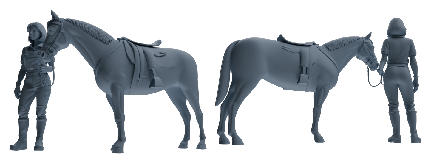 MRY-SFW LYTR905 Horse Trainer with Horse Modern Model 4 pcs