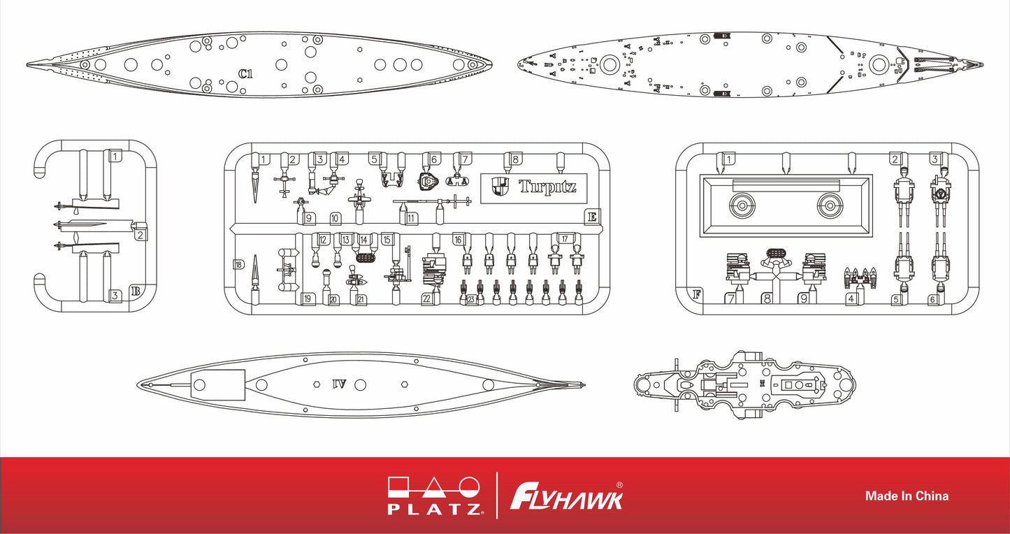 Flyhawk FH9002 1/2000 WWII German Battleship TIRPITZ Plastic Model Kit