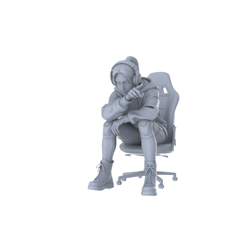 MRY-SFW LYTR551 Modern E-sports Trendy Girls Pose Group of 6 Miniature Car Diorama Figures Scene Props Accessories Resin