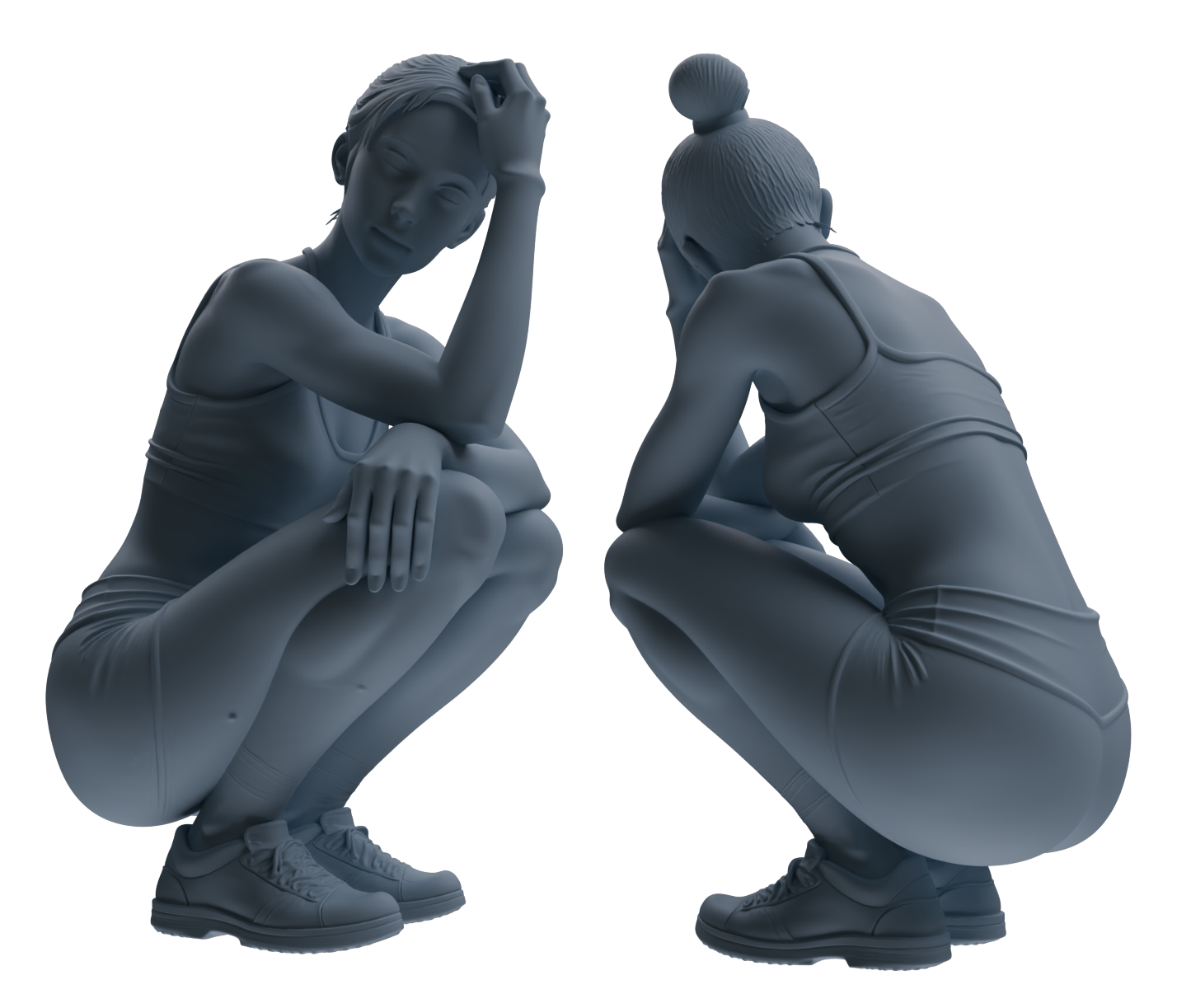MRY-SFW LYTR832 Resting Female Athlete Figure Modern Model 6 pcs Miniature Car Diorama Figures Scene Props Accessories Resin