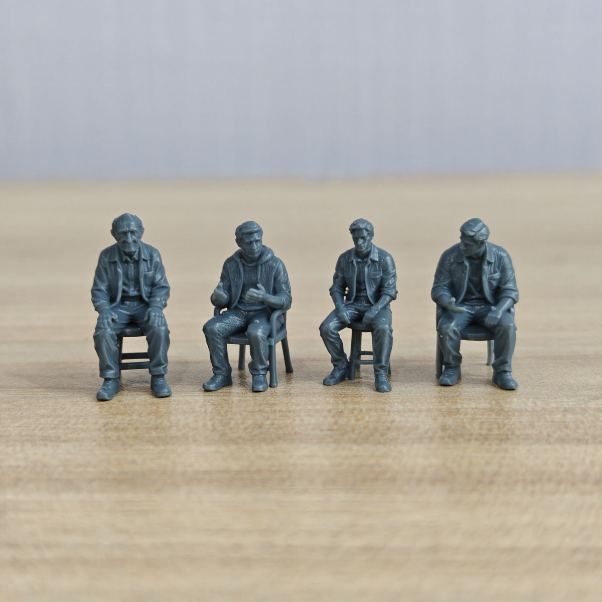 Unpainted Miniature Seated Casual 4-Piece Set Ideal for Diorama & Sand Table Customization Miniatures Diorama Resin Figures MRY-SFW LYTR256