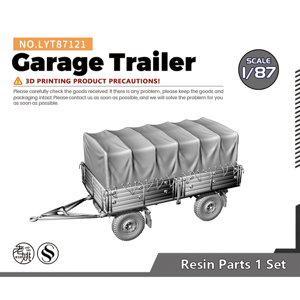 Yao's Studio LYT121 Garage Trailer HO/OO/Z/N/TT Railroad Warehouse Dock Transportation Miniature Military Car