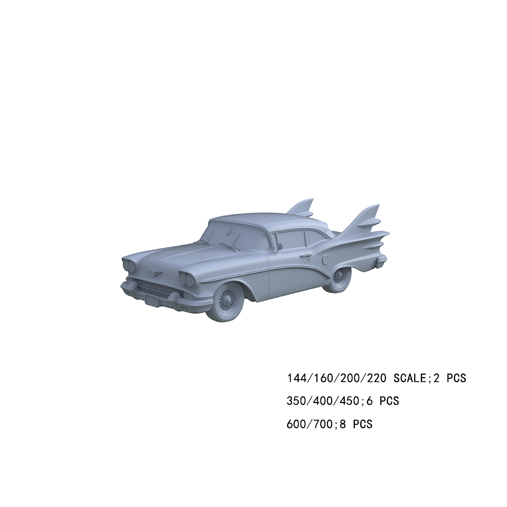 Yao's Studio LYTA004 3D Printed 1950s Finned Vintage Classic Car Model - Multi Scale DIY Paintable Unpainted Kit for Collectors