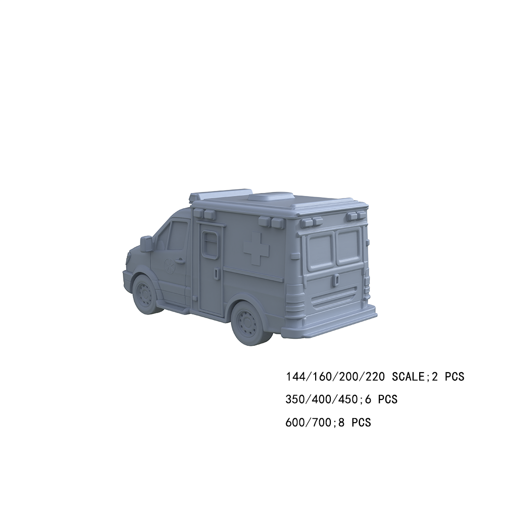 Yao's Studio LYTA010 3D Printed Medical Ambulance Model - DIY Paintable Unpainted Kit | Multi Scale for Sand Table Scene & Model Enthusiasts