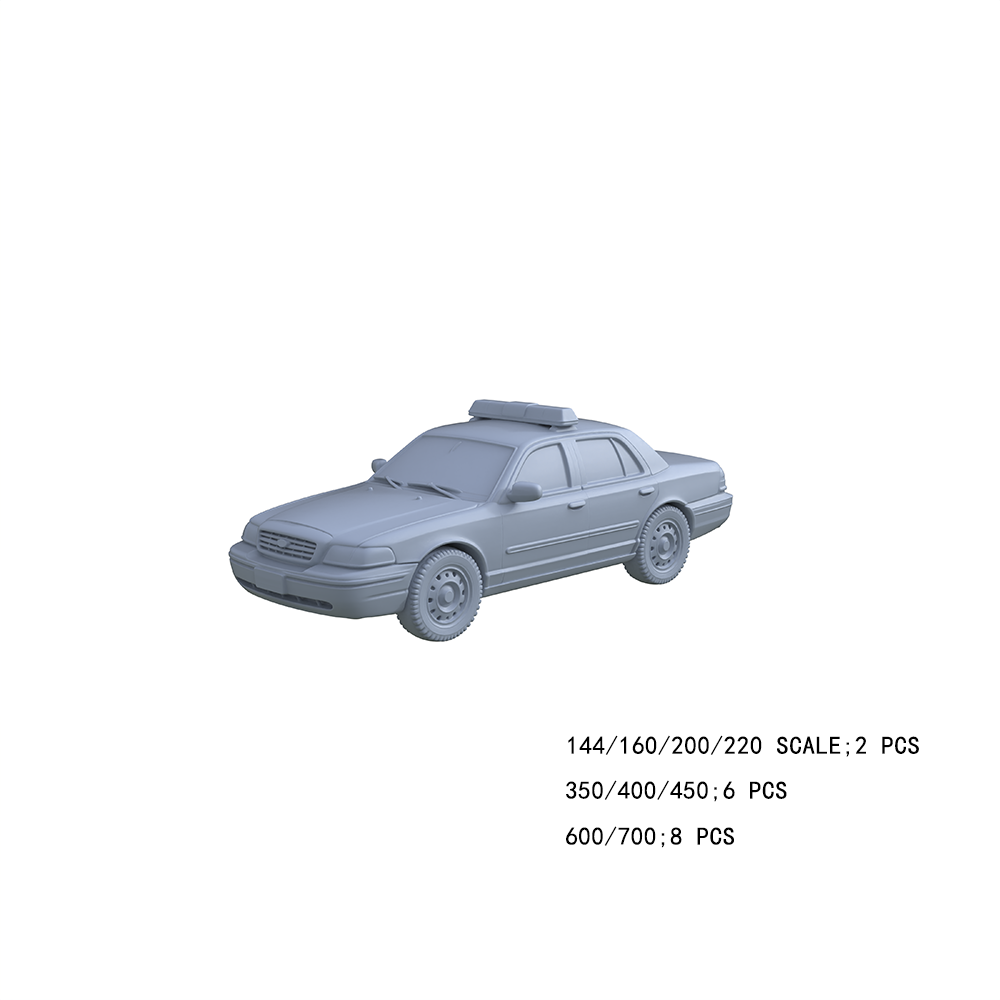 Yao's Studio LYTA013 3D Printed Police Patrol Car Unpainted Model - DIY Paintable Kit (Police Color Replica) | Multi Scale for City Diorama & Special Vehicle Collectors