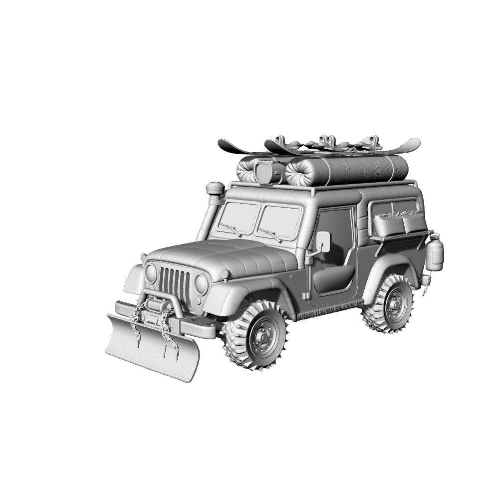 MRY-SFW LYTA184 Post-Apocalyptic Snow 3D Printed Miniature Tabletop Game Diorama Accessory Ice-Breaking Off-Road Vehicle
