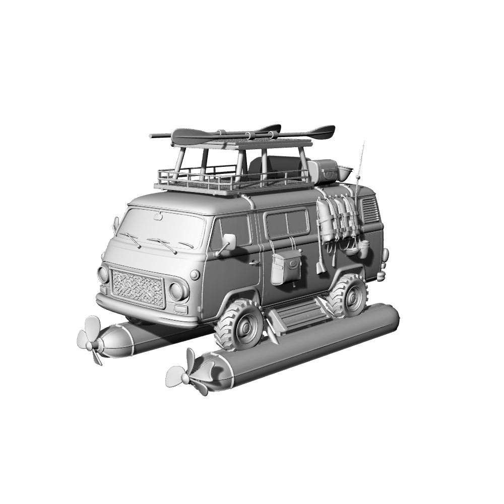 MRY-SFW LYTA186 Amphibious Modified Bus 3D Printed Miniature Tabletop Game Diorama Accessory Wasteland Vehicle