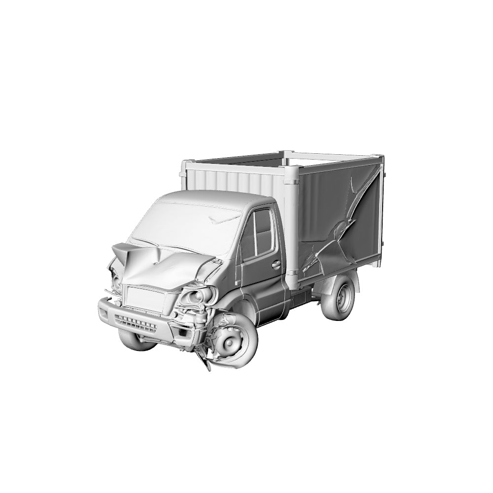 MRY-SFW LYTA193 3D Printed Damaged Delivery Truck Scale Post-Apocalyptic Wargame Miniature