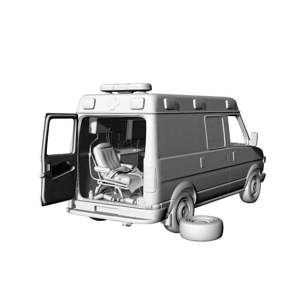 MRY-SFW LYTA196 Abandoned Ambulance 3D Printed Urban Ruin Diorama Miniature Post-Apocalyptic Wargame Terrain Add-on