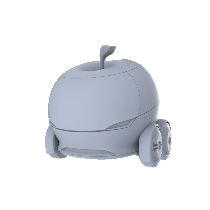 Yao's Studio LYTA223 Unpainted Futuristic Apple Car, Cartoon Fruit Vehicle Model, Paintable White Blank for Diorama & Decoration