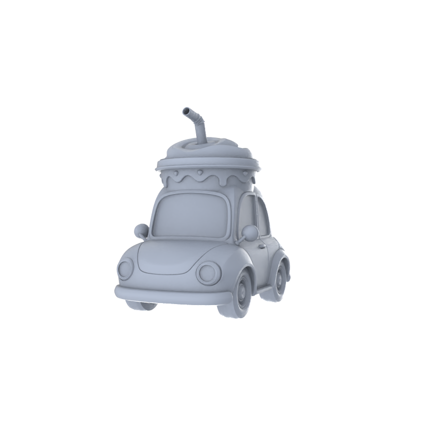 Yao's Studio LYTA227 Unpainted Creative Milkshake Car Model, Cartoon Dessert Vehicle, Diorama Scene Prop, Miniature White Blank Kit for Painting