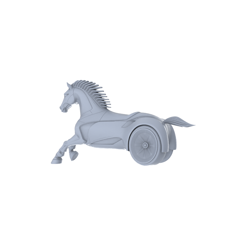 Yao's Studio LYTA239 Unpainted Creative Zodiac Horse Car Model, Cartoon Animal Vehicle, Diorama Scene Prop, Miniature White Blank Kit for Painting