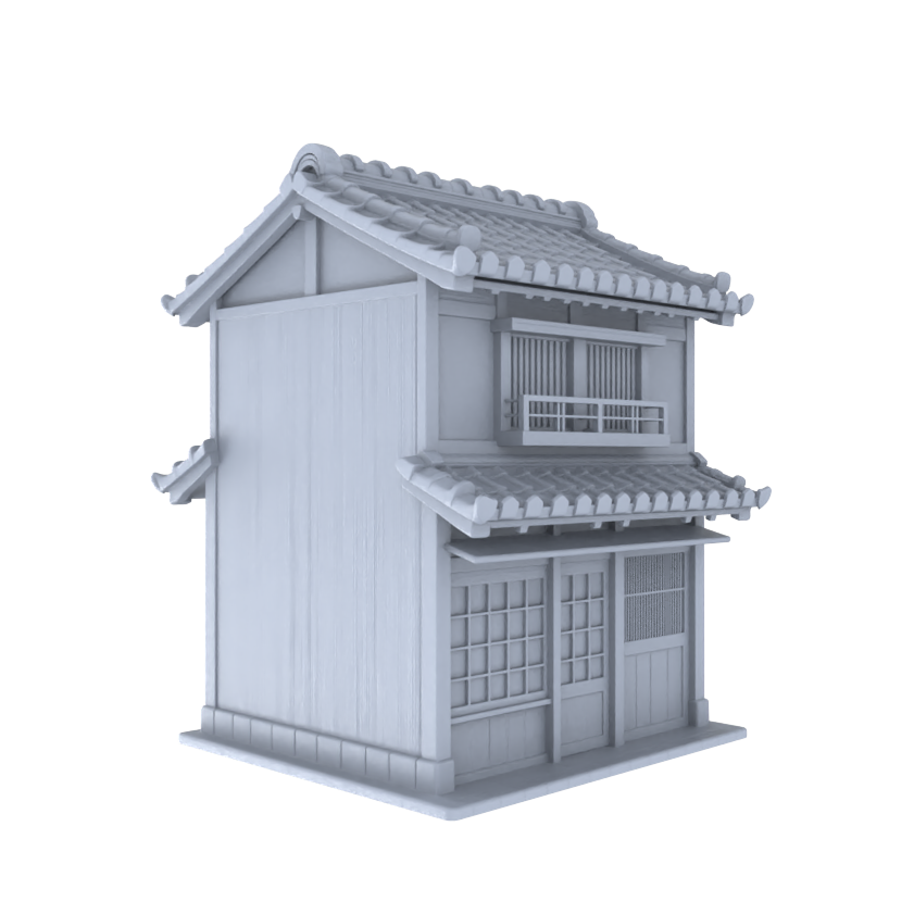 MRY-SFW LYTB026 Miniature Scene Model Japanese Style Machiya Retro Market Double Layer Shop