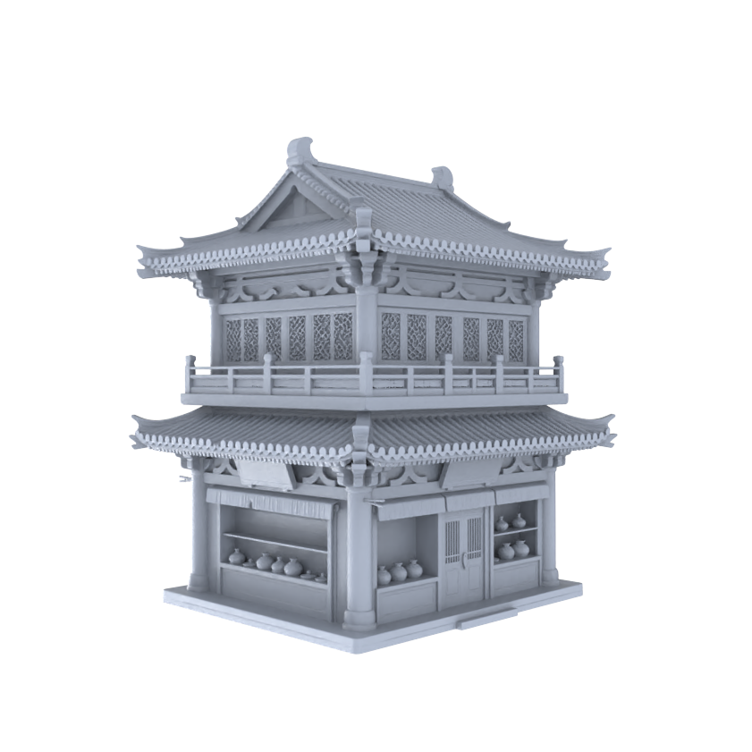MRY-SFW LYTB034 Miniature Scene Model Chinese Tang Dynasty Architecture Market Style Street Front Single Family Shop Porcelain Shop