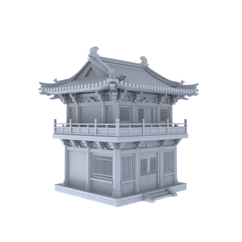 MRY-SFW LYTB035 Miniature Scene Model Chinese Tang Dynasty Architecture Single Family Double Layer Folk House Civil Building