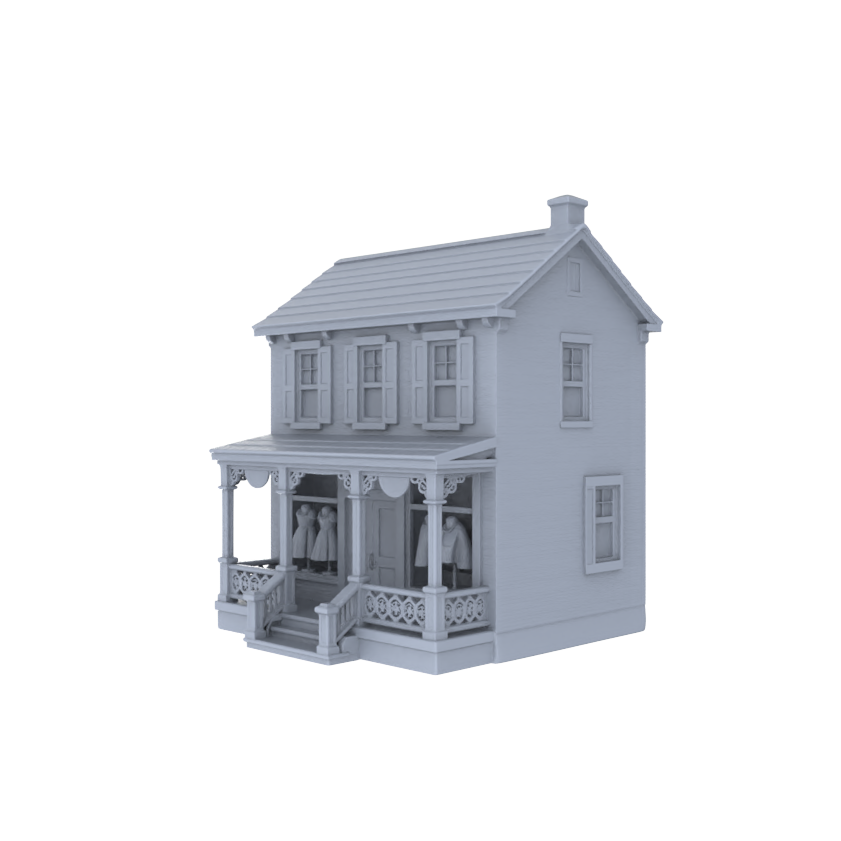 MRY-SFW LYTB019 Miniature Scene Model American Country Retro Style Two Story Clothing Store