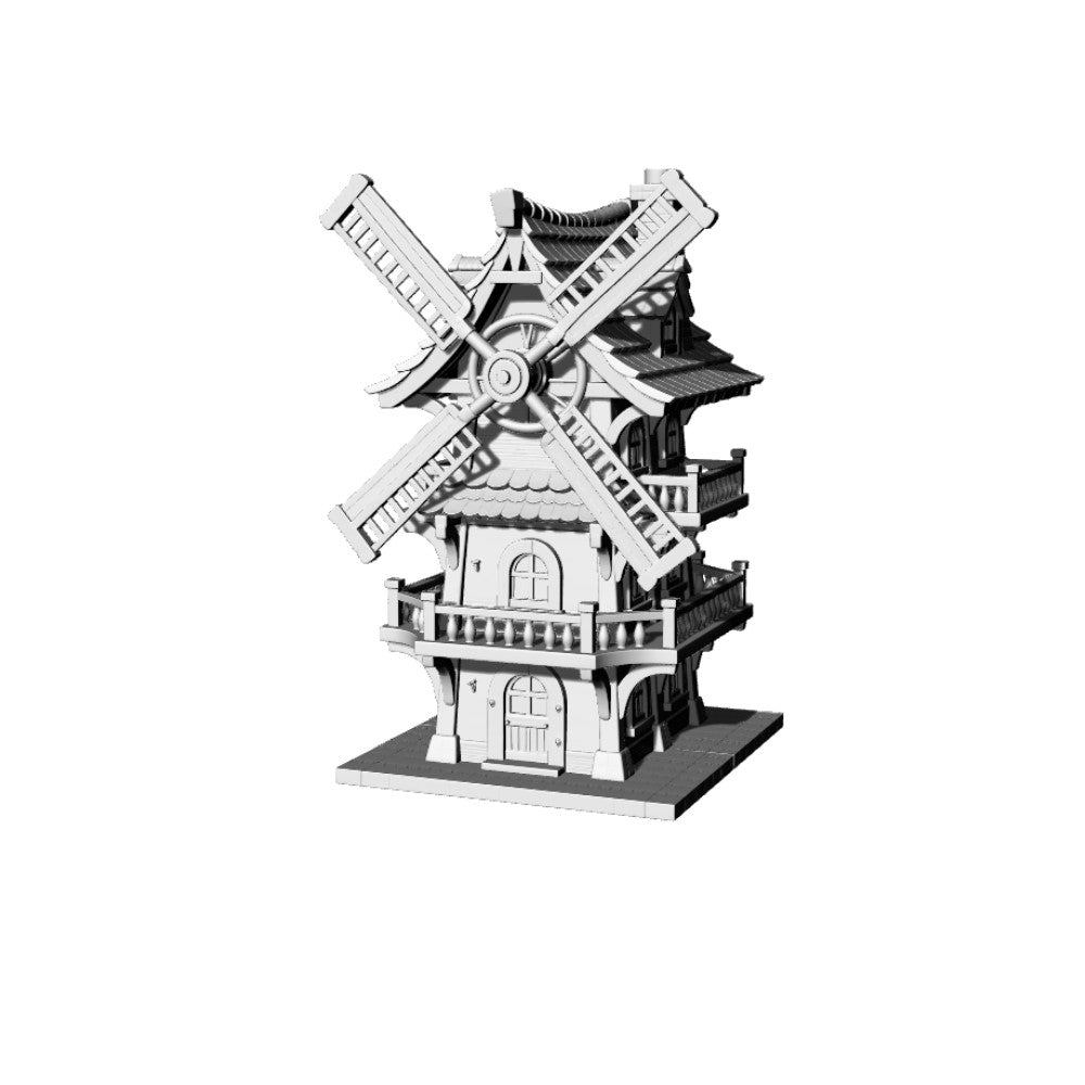 MRY-SFW LYTB198 Miniature Scene Building Model Retro Country Fantasy Style Windmill House Wooden Cottage