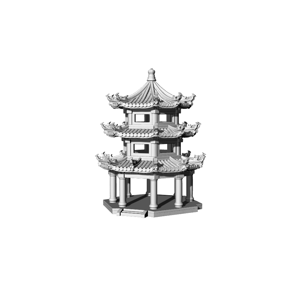 MRY-SFW LYTB327 Miniature Scene Building Model Chinese Jiangnan Garden Style Triple Eave Pyramidal Roof Octagonal Pavilion