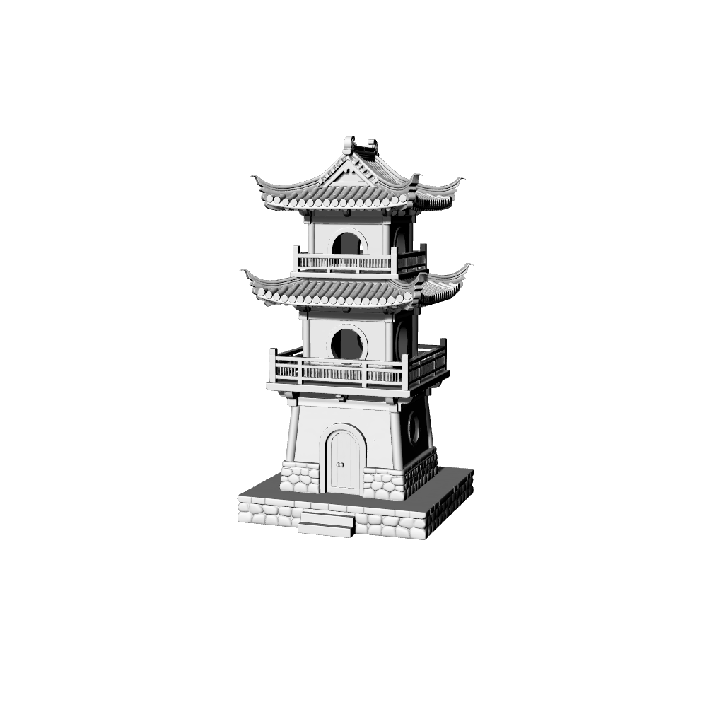 MRY-SFW LYTB331 Miniature Scene Building Model Chinese Three Storey Viewing Tower Double Eave Hip Roof Desktop Ornament