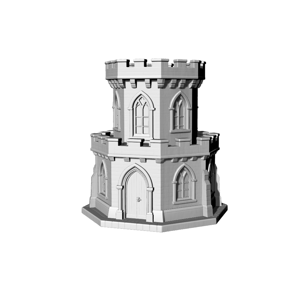 MRY-SFW LYTB362 Miniature Scene Building Model Gothic Revival Style Octagonal Watchtower
