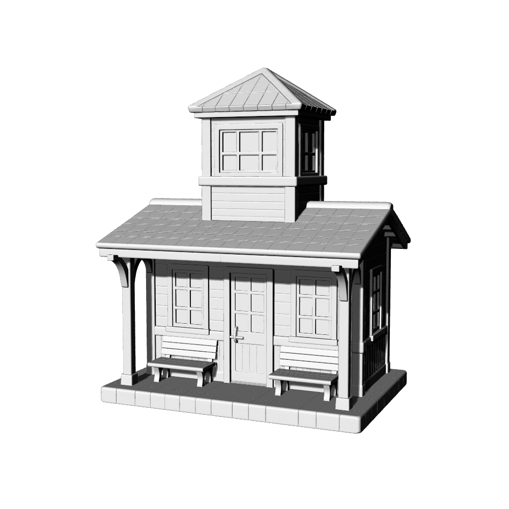 MRY-SFW LYTB393 Miniature Scene Building Model Small Country Railway Station Waiting Attic Desktop Building Ornament