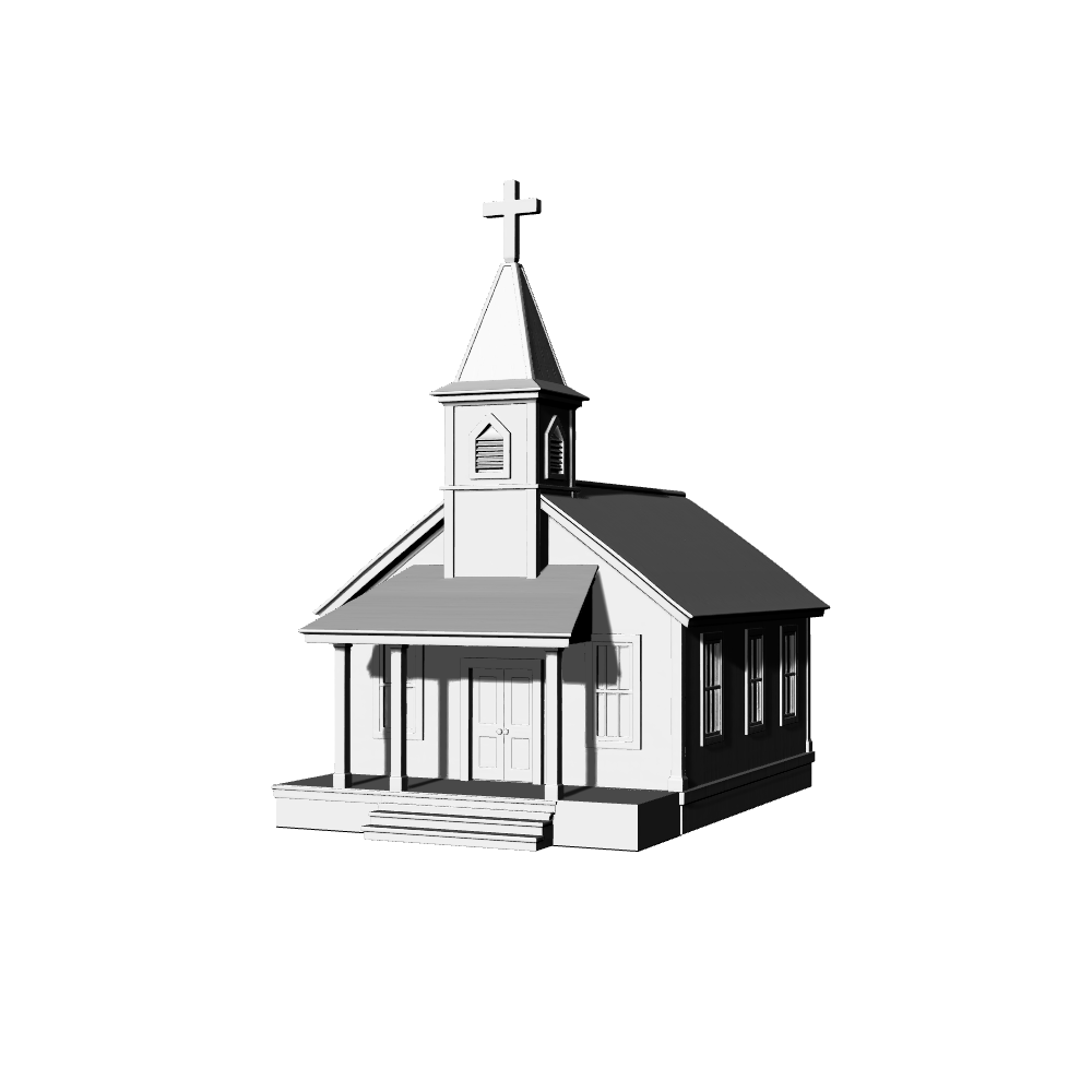 MRY-SFW LYTB434F Miniature Scene Building Model Colonial Revival American Single Building Church