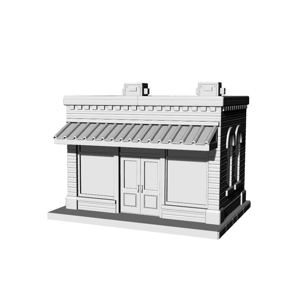 MRY-SFW LYTB445B Miniature Scene Building Model American Town Commercial Building Corner Shop