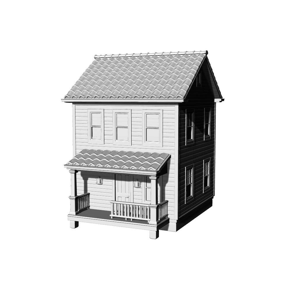 MRY-SFW LYTB462A Miniature Scene Building Model American Two Story Single Family Cottage Rural Residence