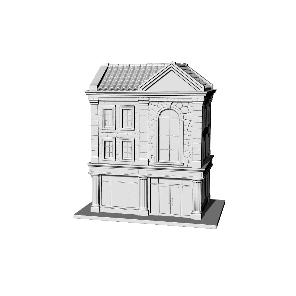 MRY-SFW LYTB464A Miniature Scene Building Model European Classical Style Three Story Street Facing Shop Building