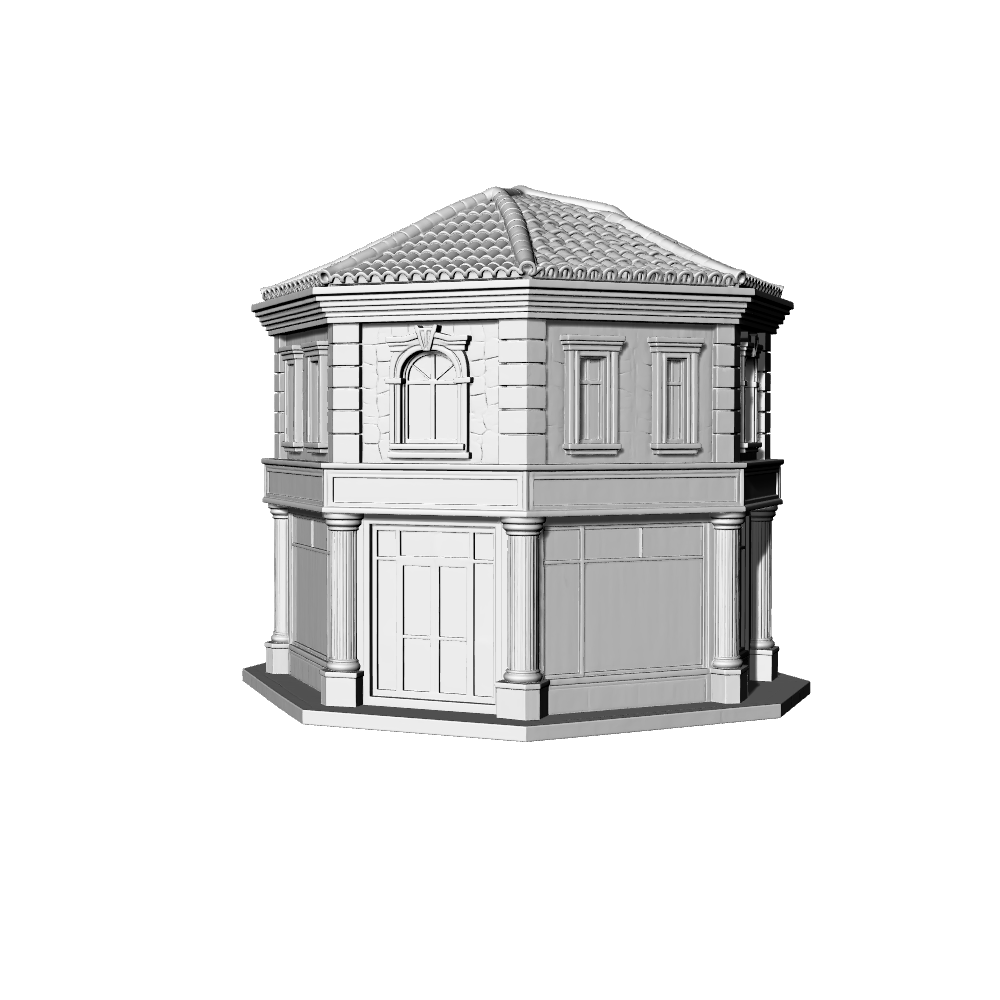 MRY-SFW LYTB464B Miniature Scene Building Model European Classical Style Three Story Street Facing Shop Building