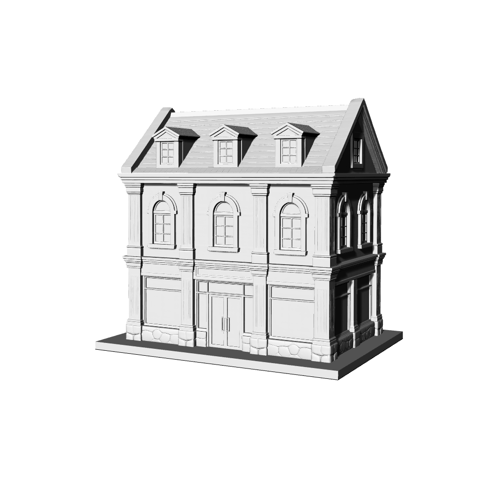 MRY-SFW LYTB464D Miniature Scene Building Model European Classical Style Three Story Street Facing Shop Building