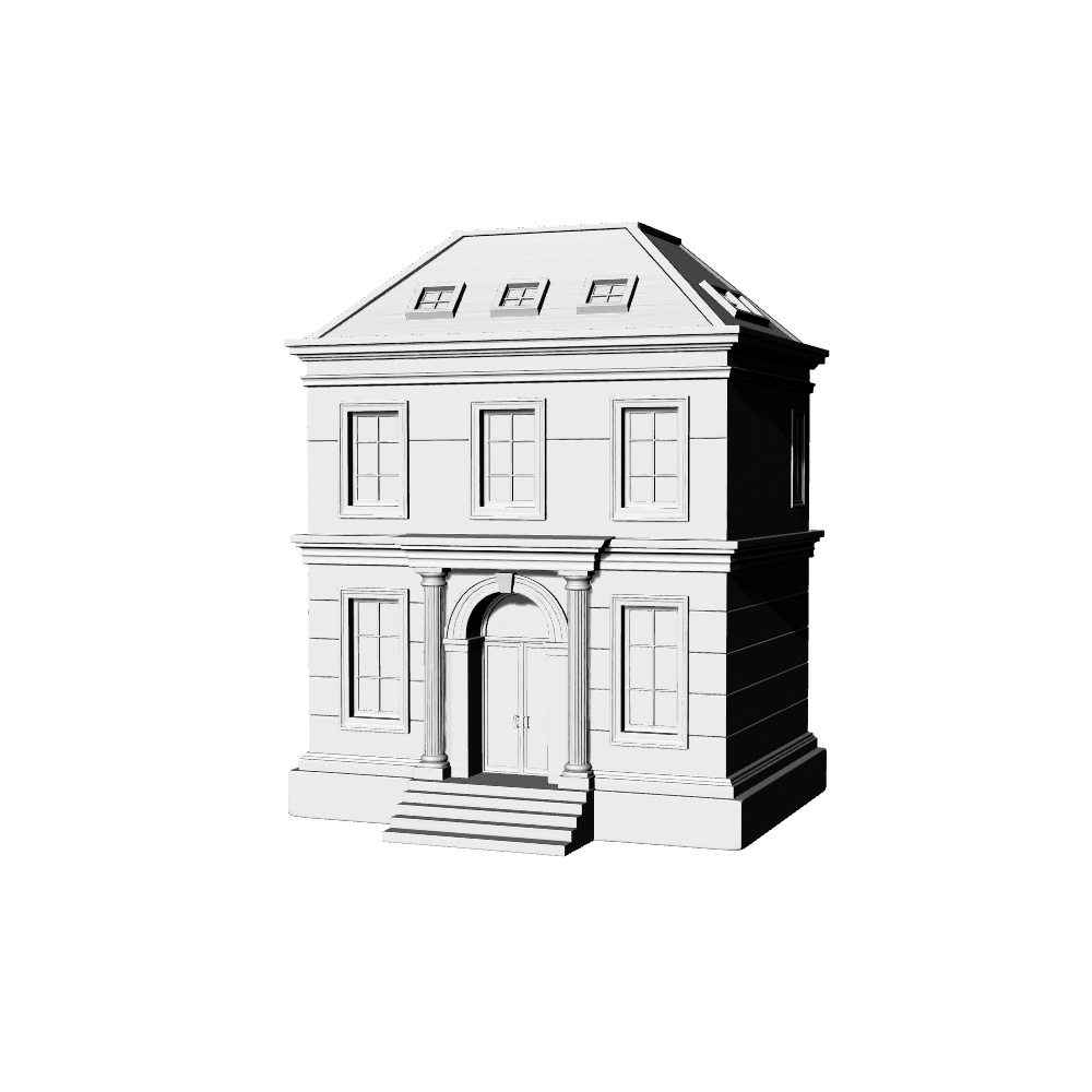 MRY-SFW LYTB465E Miniature Scene Building Model French Neoclassicism Street Facing Corner Decorative Financial Building