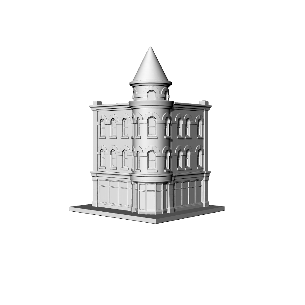 MRY-SFW LYTB477A Miniature Scene Building Model American Victorian Style Corner Conical Tower Commercial Building